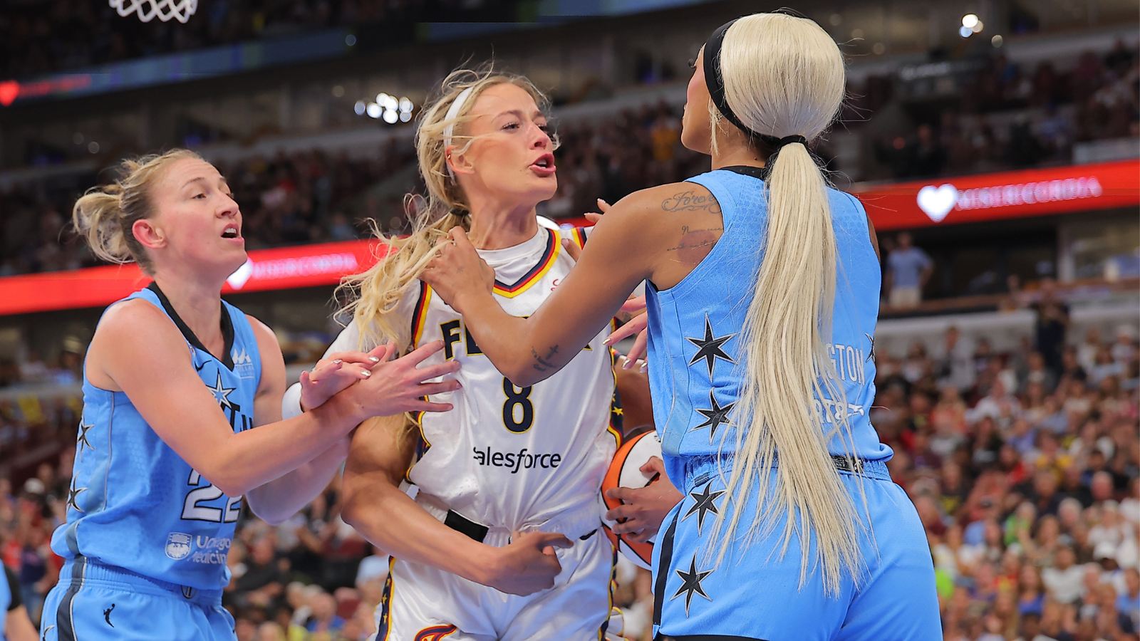 DiJonai Carrington Ejected Following Hard Foul on Sophie Cunningham in WNBA Match